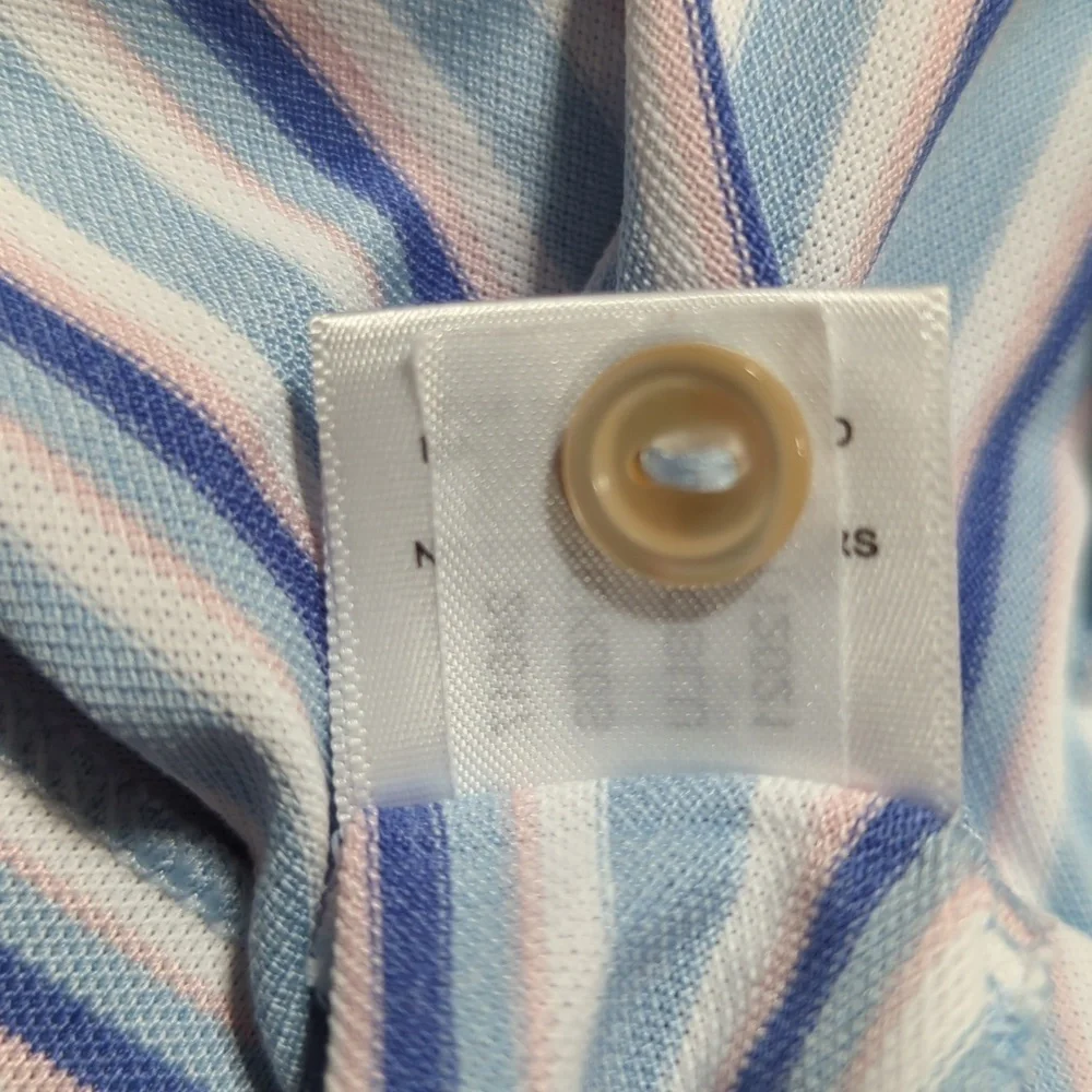 Peter Millar Summer Comfort Men's Short Sleeve Striped Polo Shirt Size XL - Picture 7 of 8